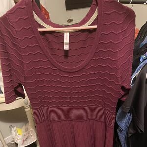 Xhilaration Women's L Burgundy Ribbed Knit Fit-and-Flare Sweater Dress 19x39